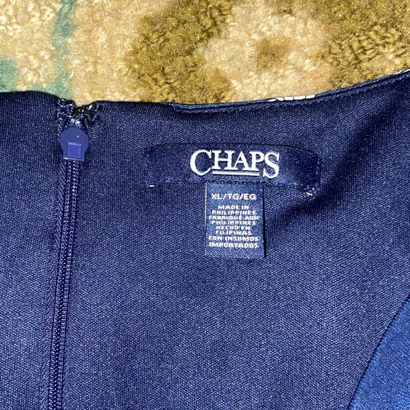 Chaps Faux Wrap Dress Navy Floral - Picture 3 of 3
